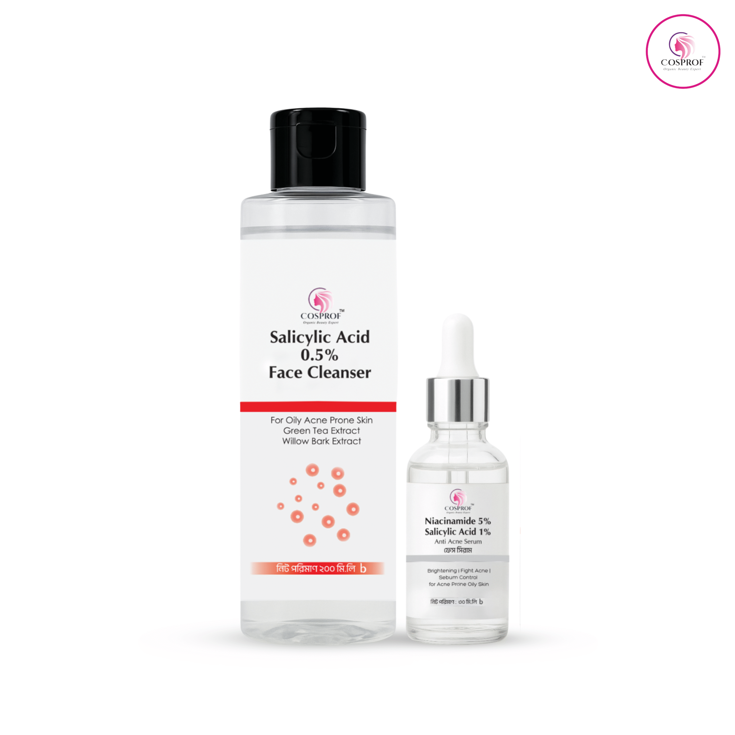 Acne Combo Salicylic Face Cleanser 200 ml Niacinamide Serum 30 ml