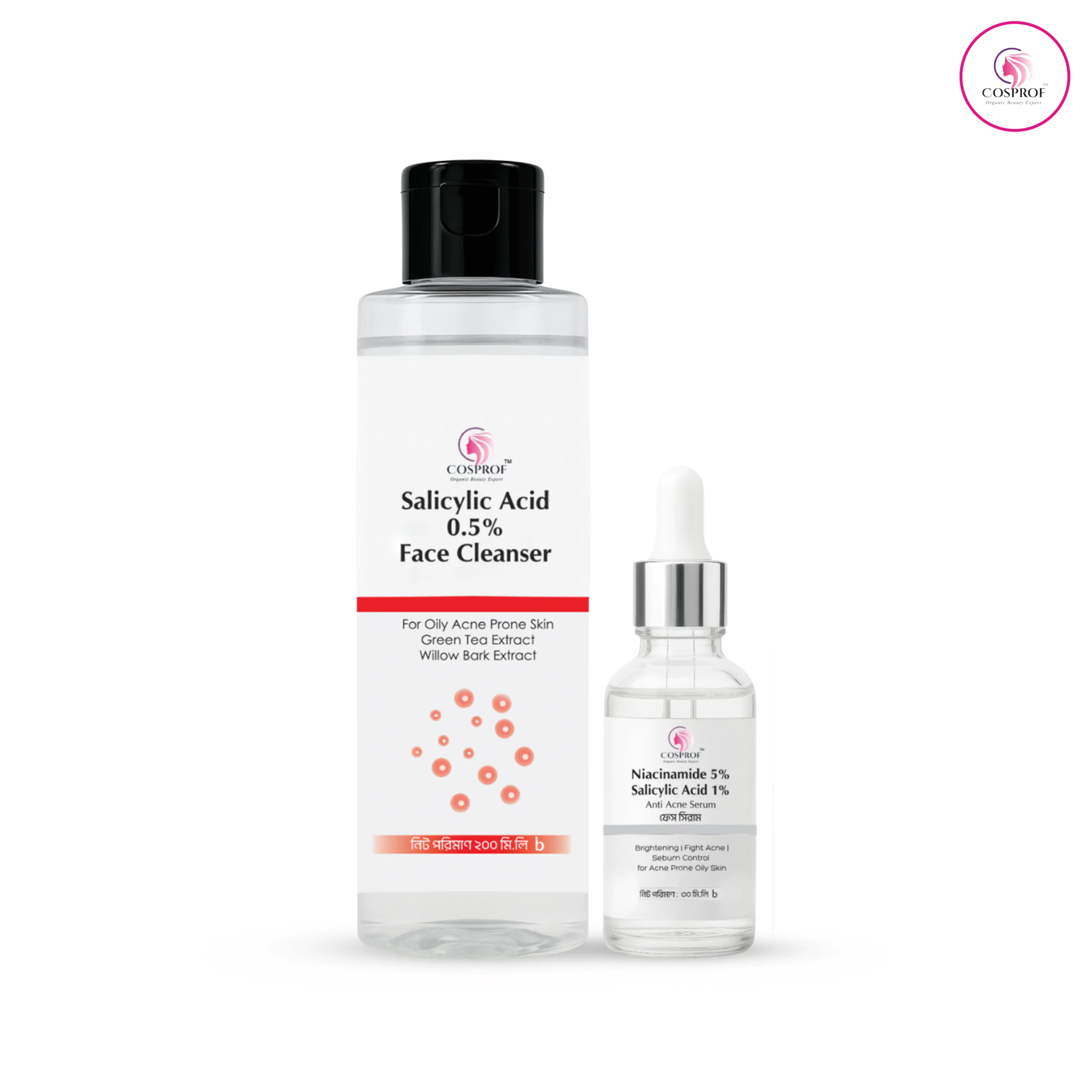 Acne Combo Salicylic Face Cleanser 200 ml Niacinamide Serum 30 ml